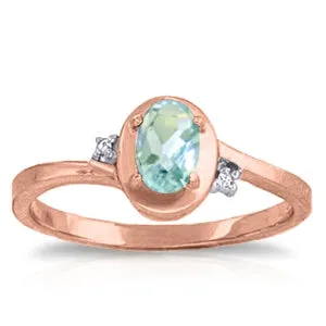 0.51 Carat 14K Solid Rose Gold Rings Diamond Aquamarine