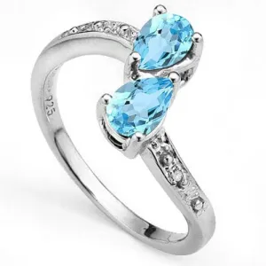 1.00 CT BABY SWISS BLUE TOPAZ & DIAMOND 925 STERLING SILVER RING