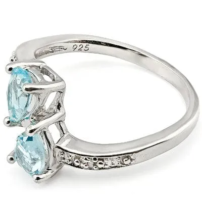 1.00 CT BABY SWISS BLUE TOPAZ & DIAMOND 925 STERLING SILVER RING