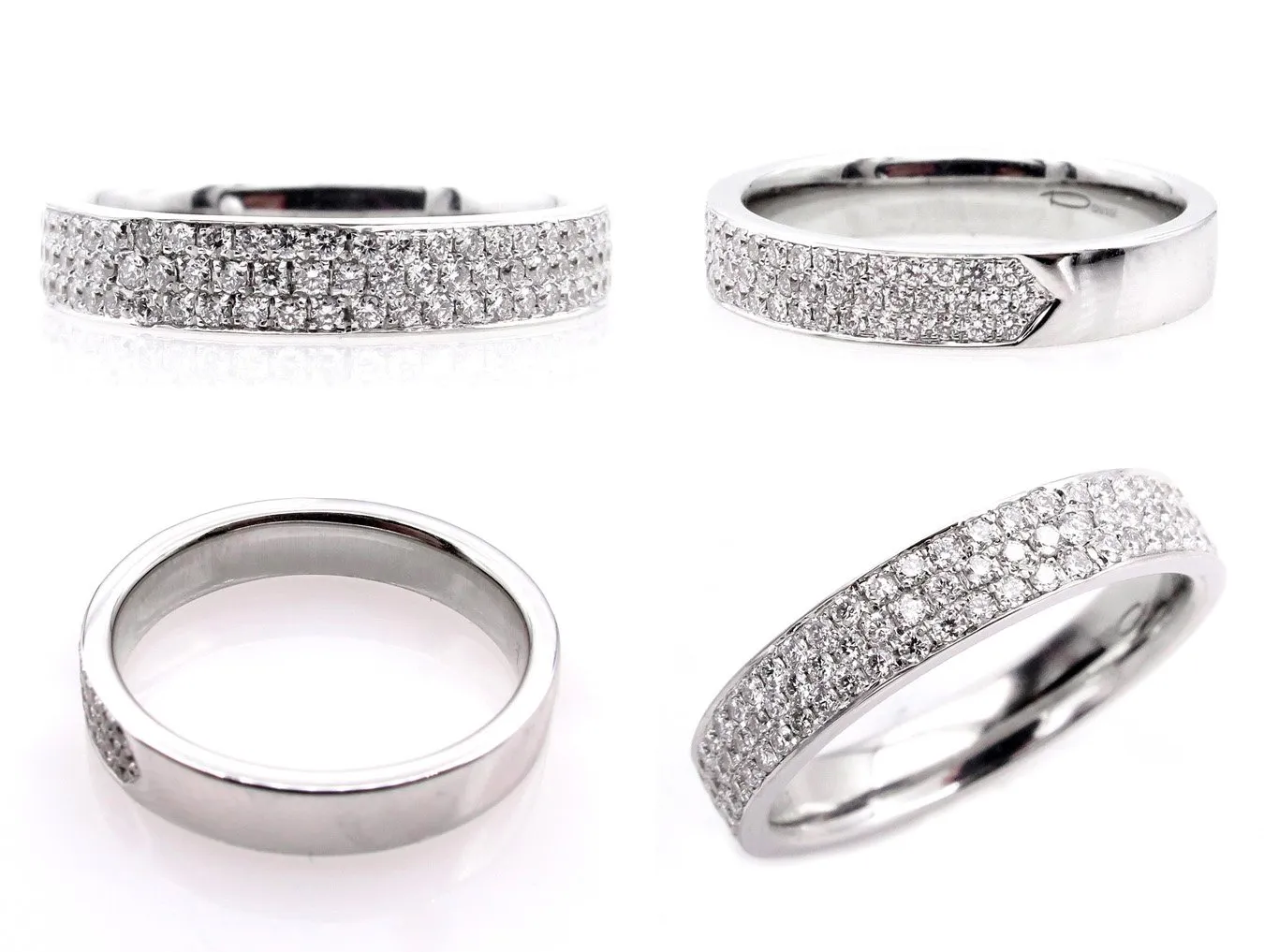 1.00ct 3 Row Pave Diamond 1/2 Way WEDDING ANNIVERSARY 18K White Gold Band Ring by Henri Daussi