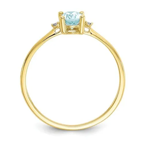 10KT YELLOW GOLD 0.40 CT AQUAMARINE & DIAMOND RING