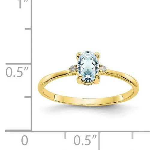 10KT YELLOW GOLD 0.40 CT AQUAMARINE & DIAMOND RING