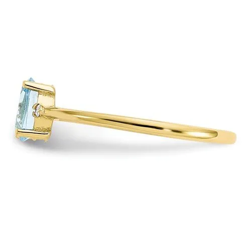 10KT YELLOW GOLD 0.40 CT AQUAMARINE & DIAMOND RING