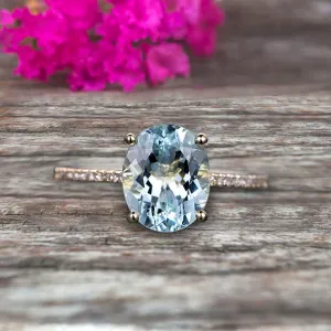 1.25 Carat Oval Shape 10k Rose Gold Aquamarine engagement ring