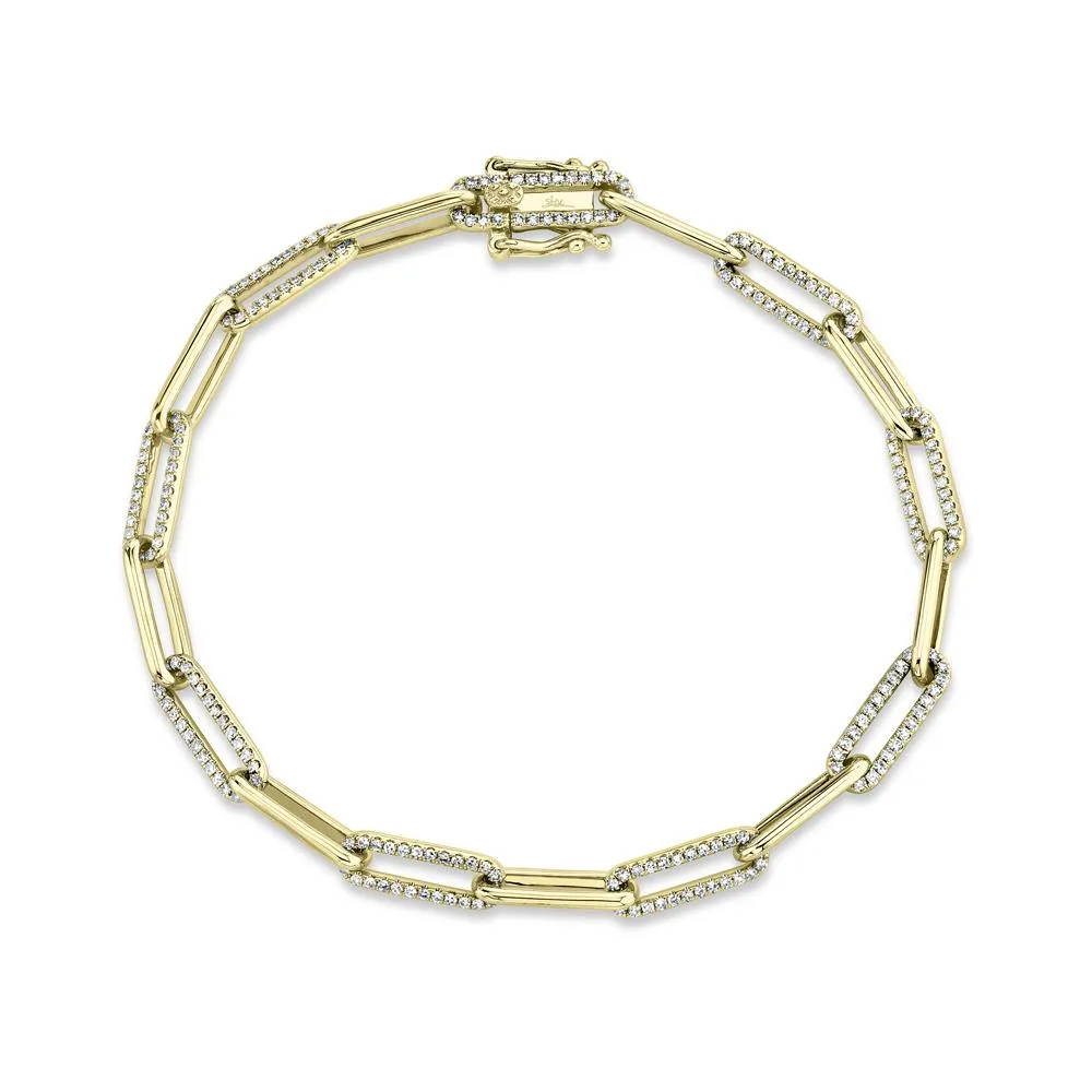 14k 0.74 Ct Diamond Paper Clip Bracelet, Available in White, Rose, Yellow and Multi Tone  Gold