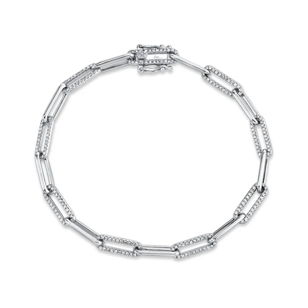 14k 0.74 Ct Diamond Paper Clip Bracelet, Available in White, Rose, Yellow and Multi Tone  Gold