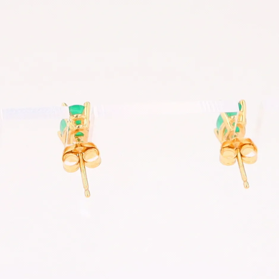 14K 0.88ctw Natural Emerald Basket Mount Oval Earrings