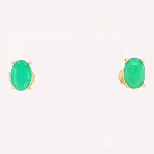 14K 0.88ctw Natural Emerald Basket Mount Oval Earrings