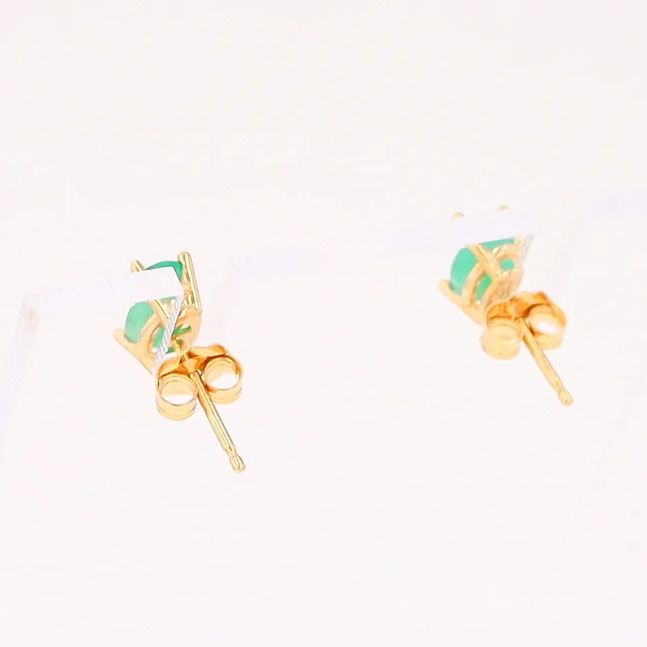 14K 0.88ctw Natural Emerald Basket Mount Oval Earrings