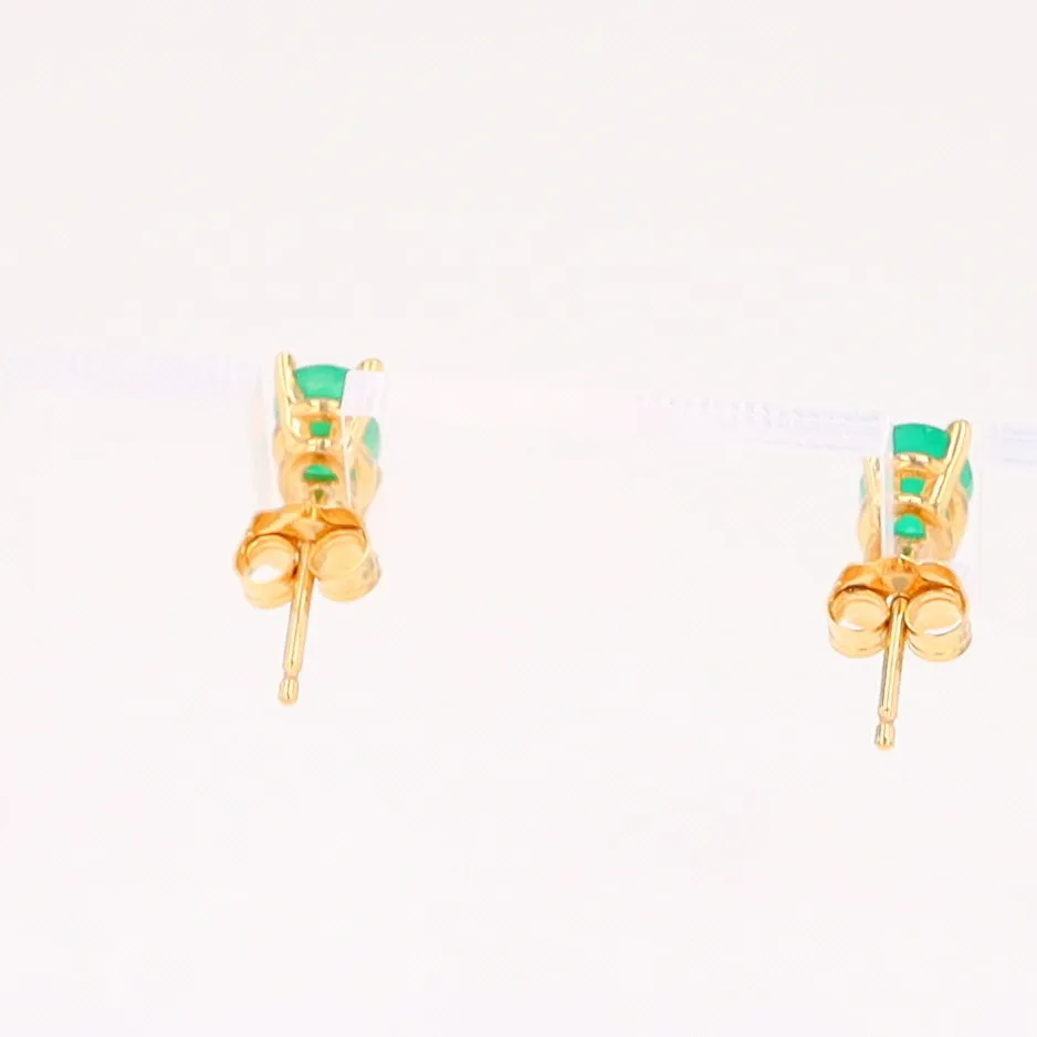 14K 0.88ctw Natural Emerald Basket Mount Oval Earrings