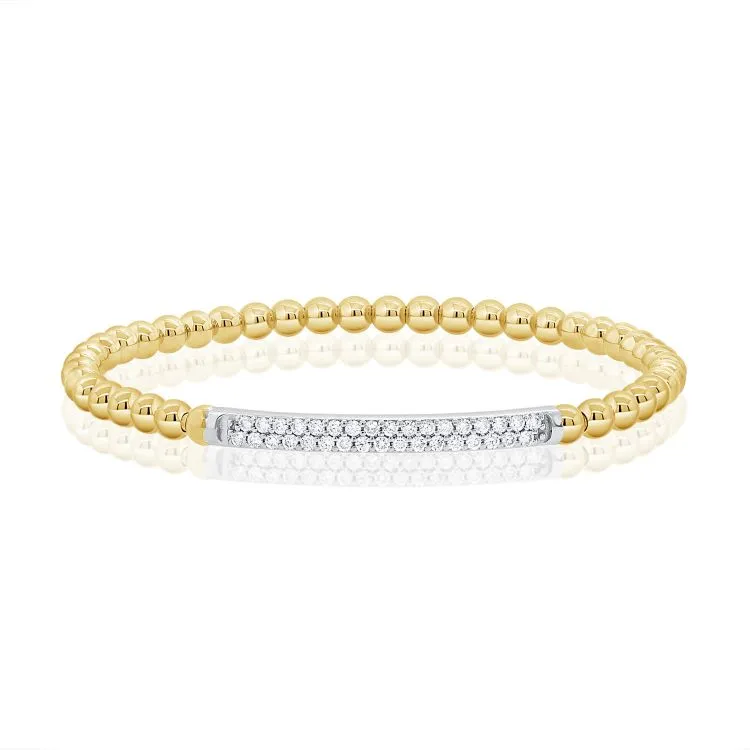 14k Gold 0.59Ct Diamond Bangle Bracelet with 34 Diamonds, available in White, Rose and Yellow Gold