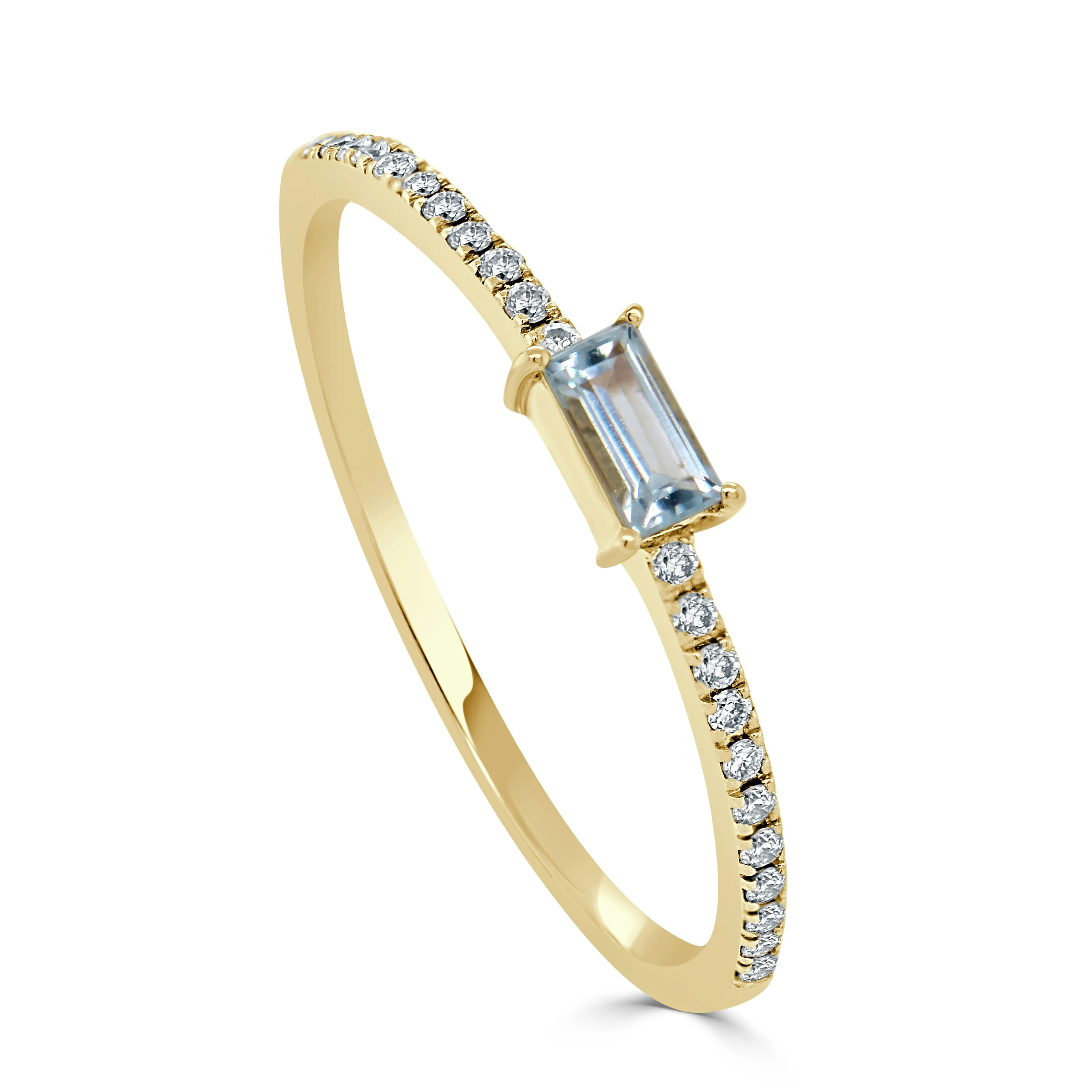 14k Gold & Aquamarine Baguette Stackable Ring 0.20ct - 0.25ct