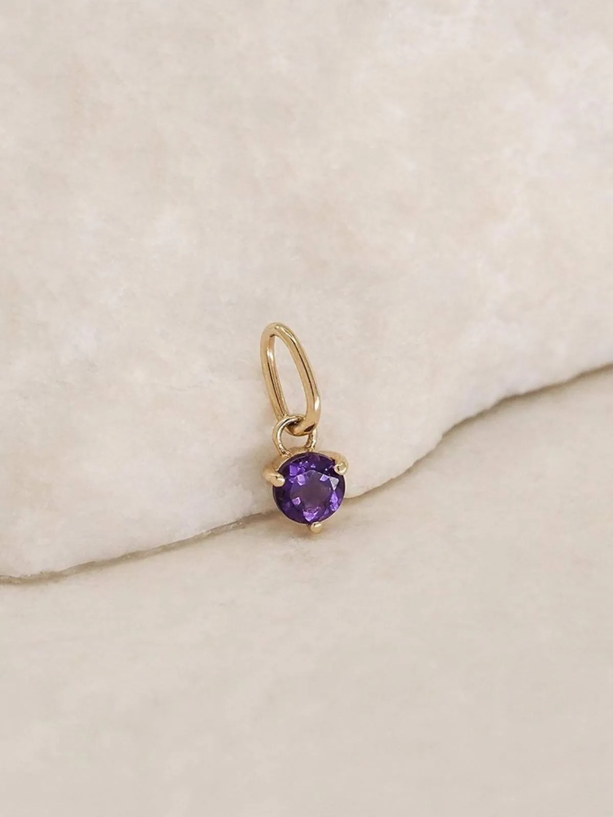 14K Gold February Amethyst Birthstone Pendant