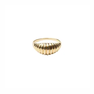 14k Gold Ribbed Dome Ring