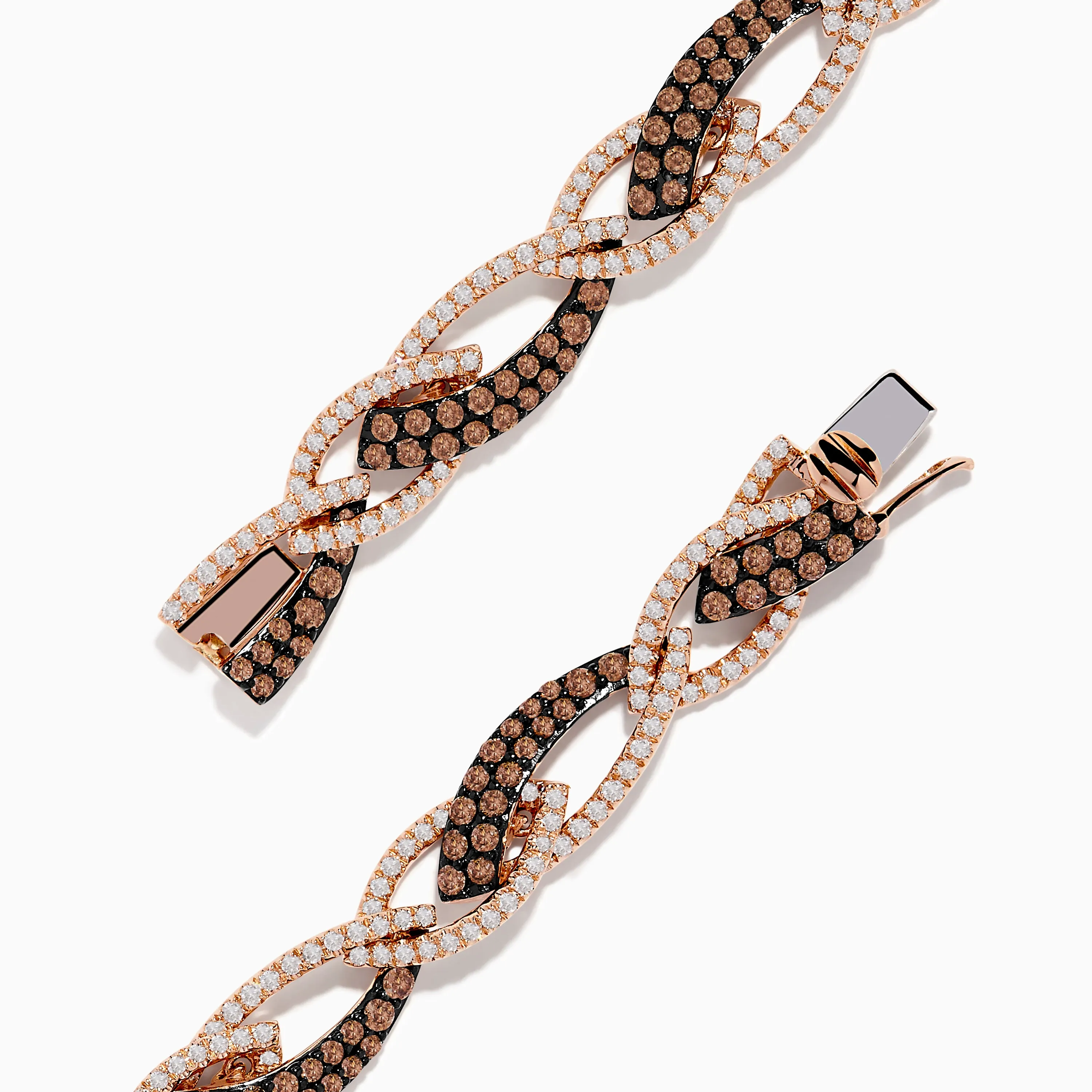 14K Rose Gold Espresso and White Diamond Tennis Bracelet 3.33 TCW