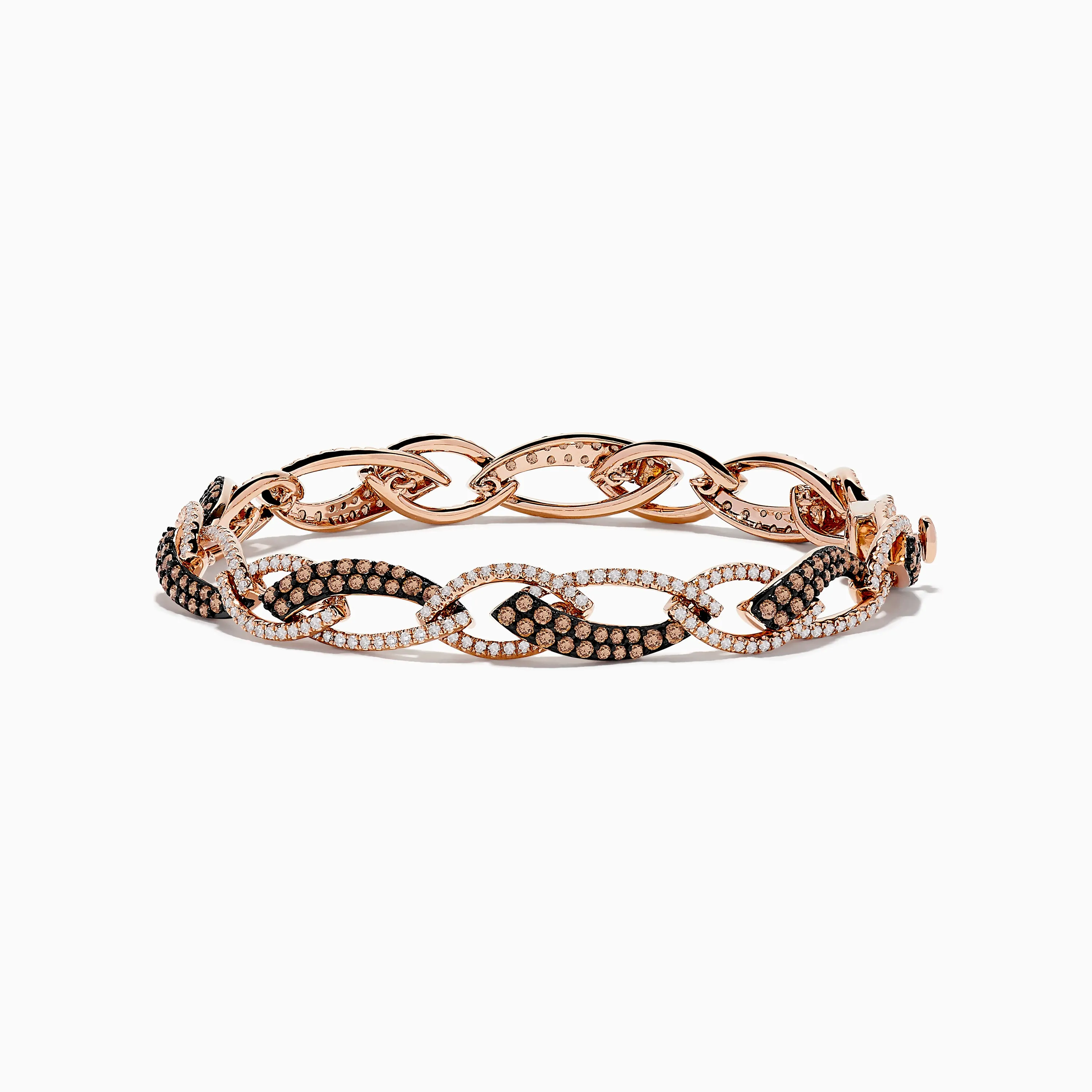 14K Rose Gold Espresso and White Diamond Tennis Bracelet 3.33 TCW