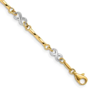 14k two-tone gold bracelet infinity link design 7.5-inch