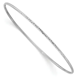 14k White Gold Diamond Cut Bangle Bracelet