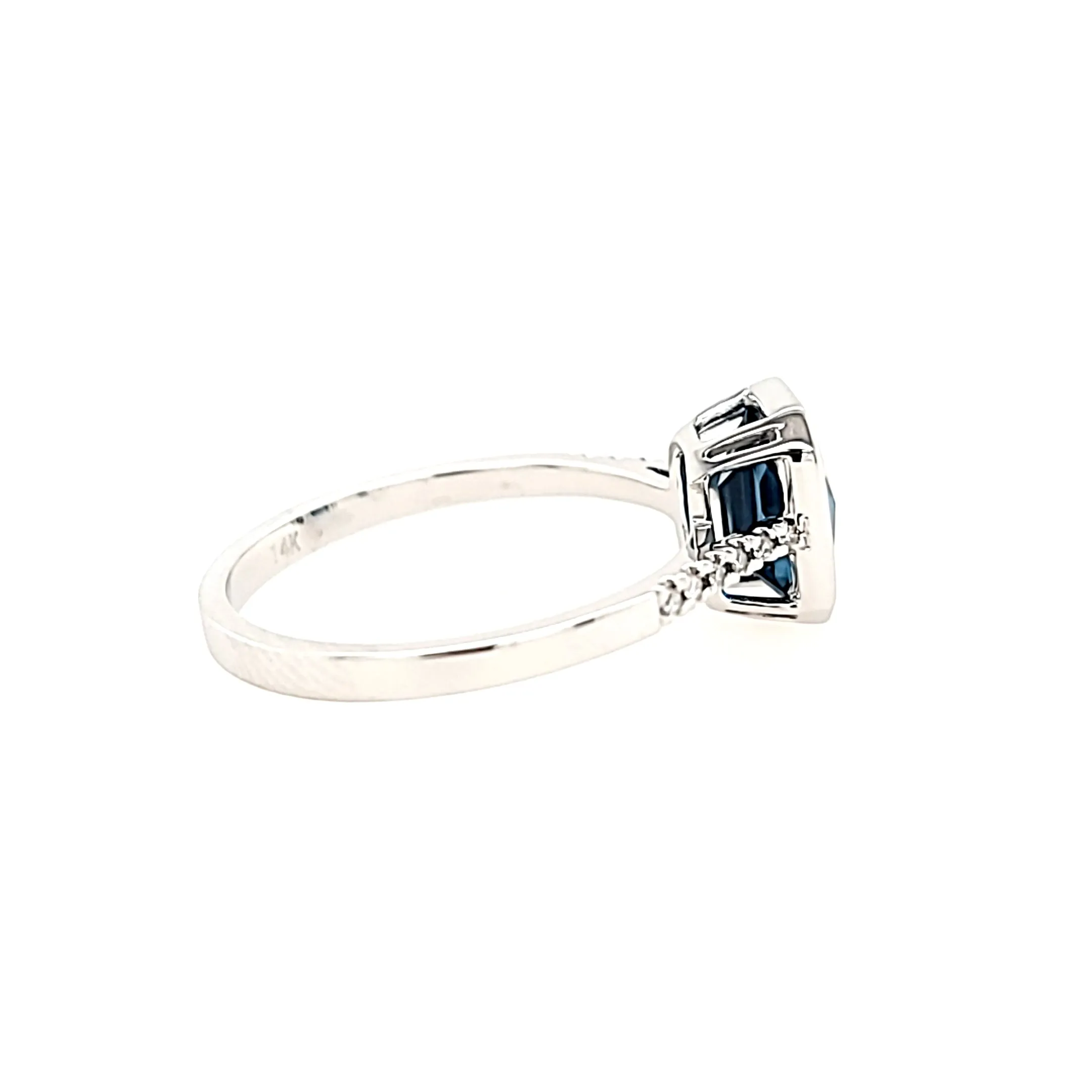 14k White Gold London Blue Topaz & Diamond Ring (I8020)