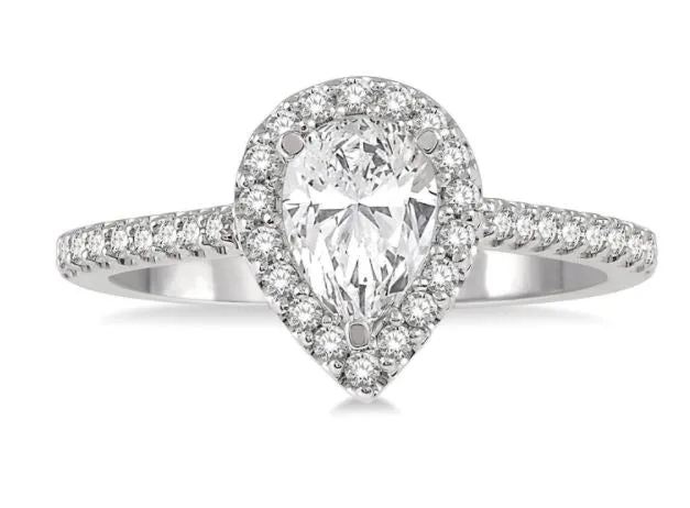 14K White Gold Pear Shape Diamond Engagement Ring