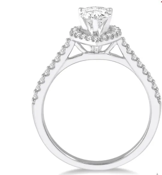 14K White Gold Pear Shape Diamond Engagement Ring