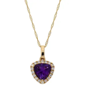 14K Yellow Gold Amethyst and Diamond Necklace