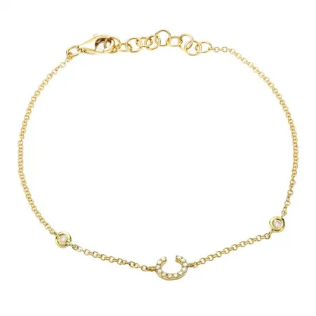 14K Yellow Gold Diamond Initial And Diamond Bracelet