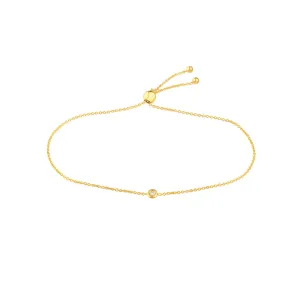 14K YELLOW GOLD MINI BEZEL DIAMOND BOLO BRACELET