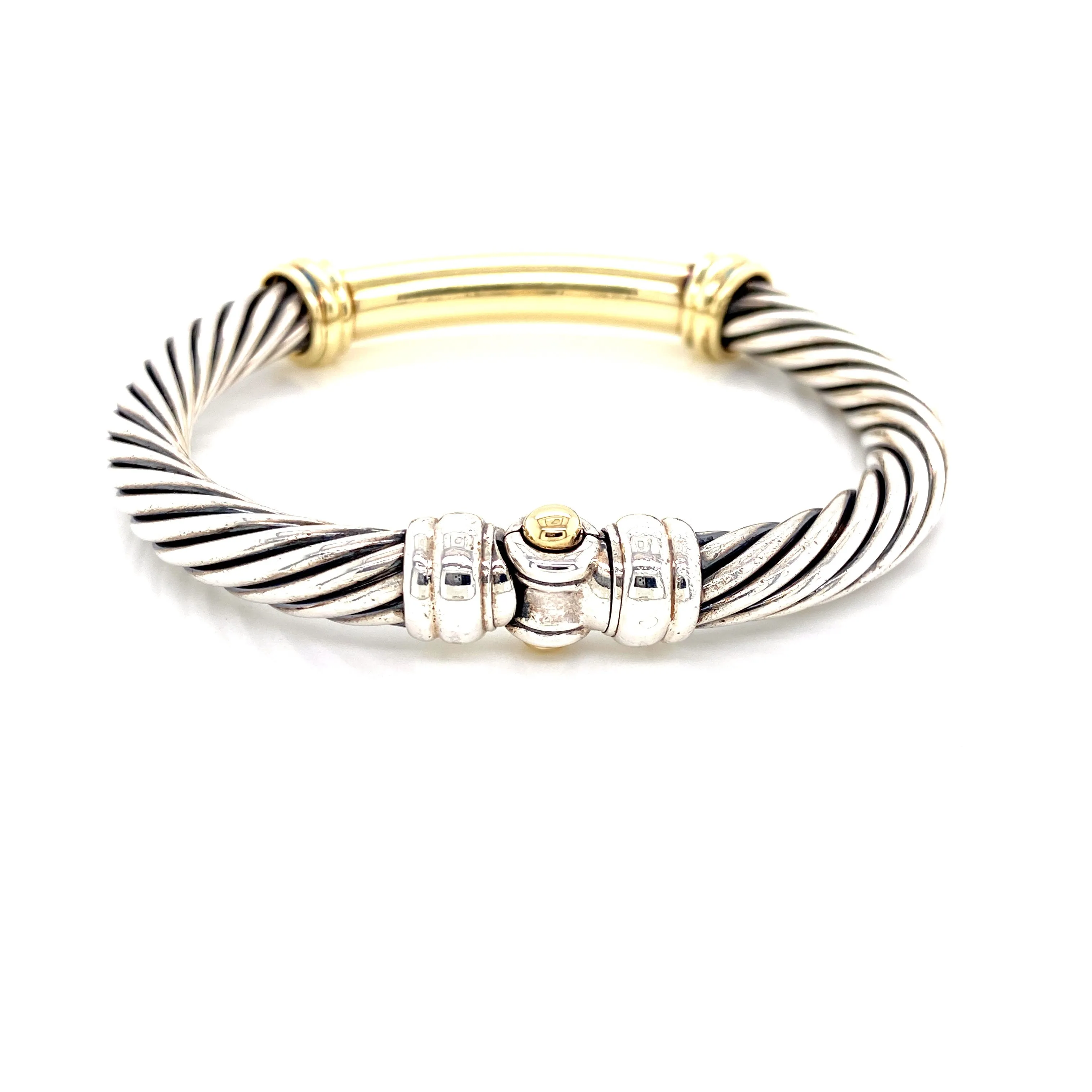 14K Yellow Gold   Sterling Silver Metro Bangle