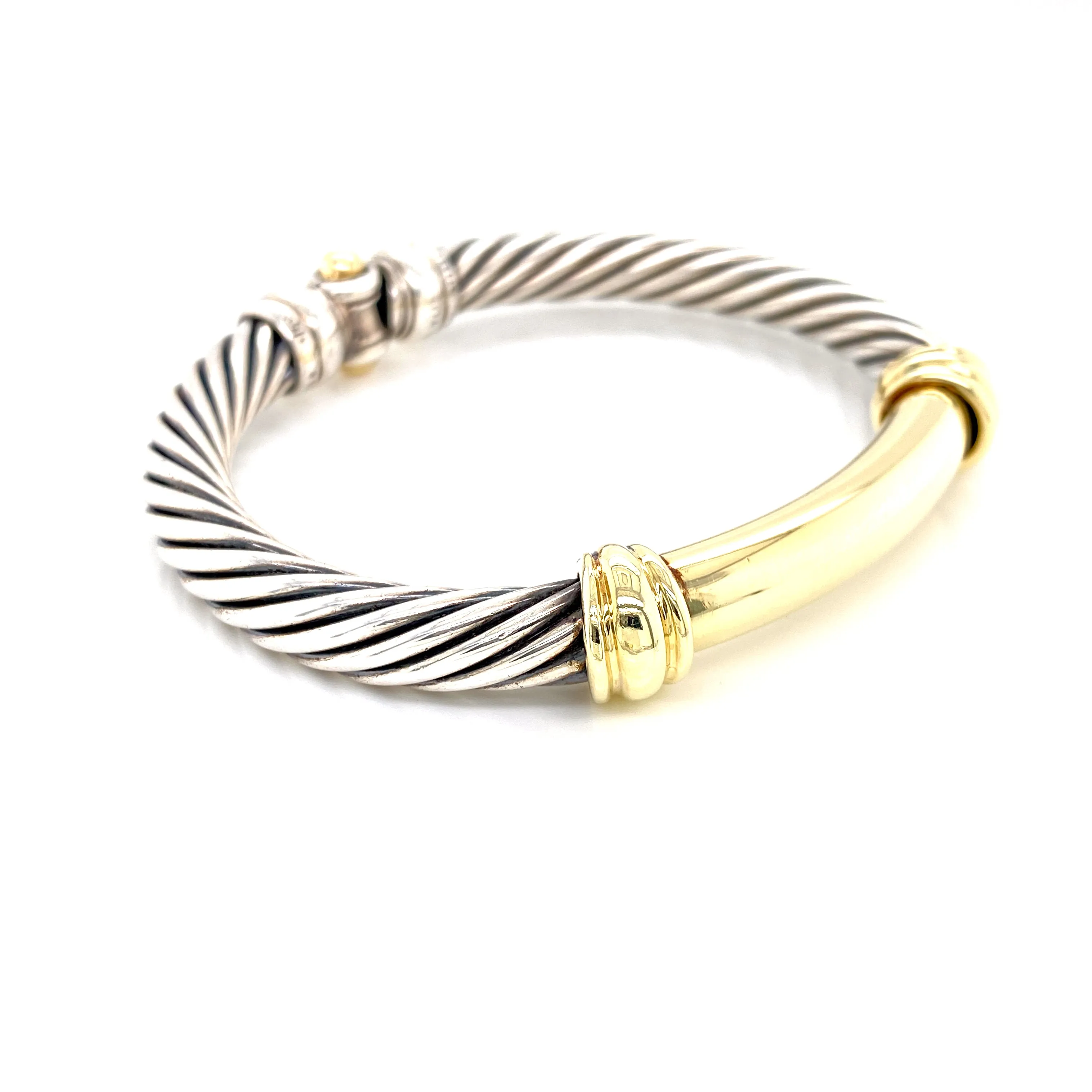 14K Yellow Gold   Sterling Silver Metro Bangle