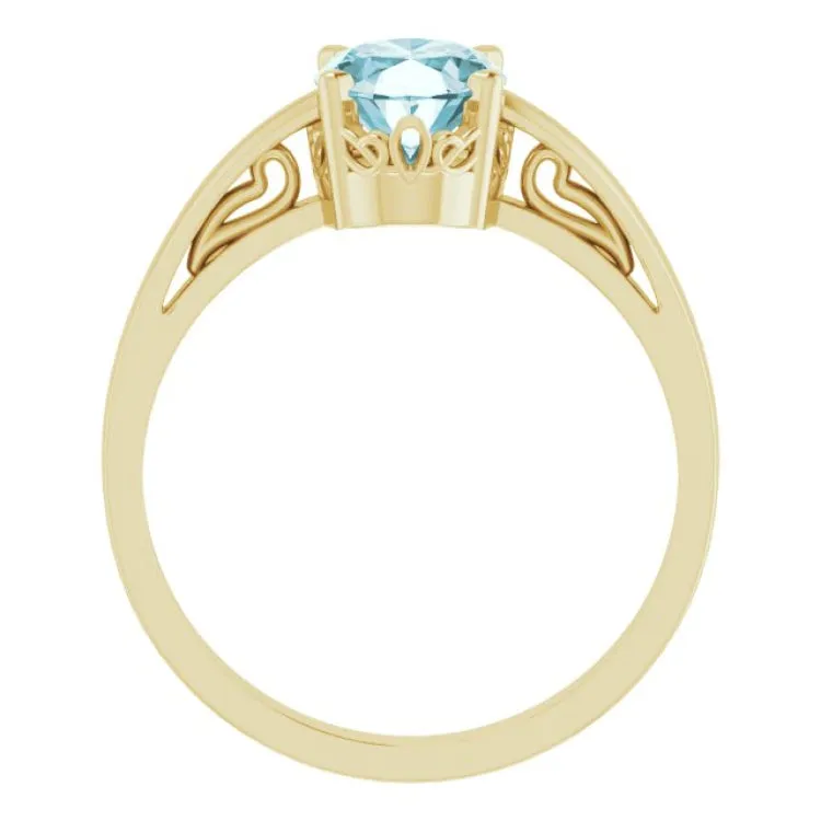 14K Yellow Natural Sky Blue Topaz Solitaire Ring