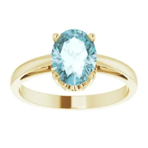 14K Yellow Natural Sky Blue Topaz Solitaire Ring