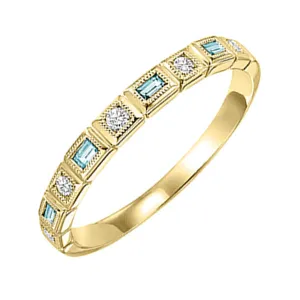 14Kt Yellow Gold Diamond 1/10Ctw & Blue Topaz 1/6Ctw Ring