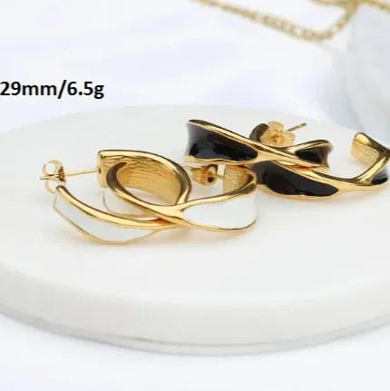 18k Gold-Filled Enamel Hoop Earrings