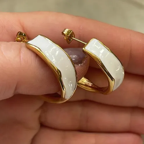 18k Gold-Filled Enamel Hoop Earrings