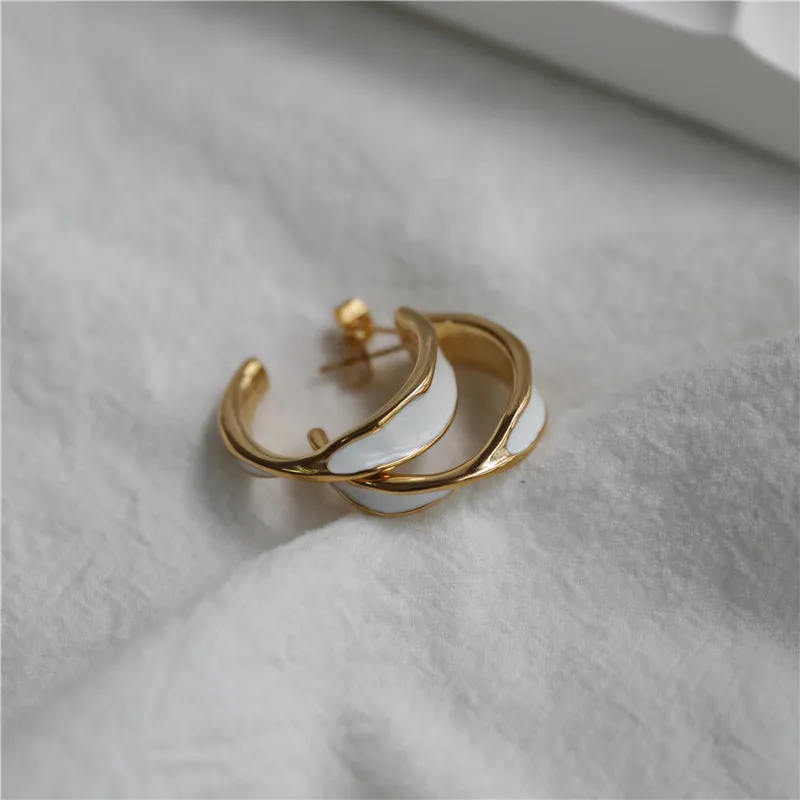 18k Gold-Filled Enamel Hoop Earrings