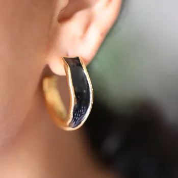 18k Gold-Filled Enamel Hoop Earrings