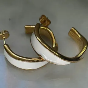 18k Gold-Filled Enamel Hoop Earrings