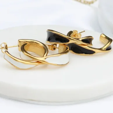 18k Gold-Filled Enamel Hoop Earrings