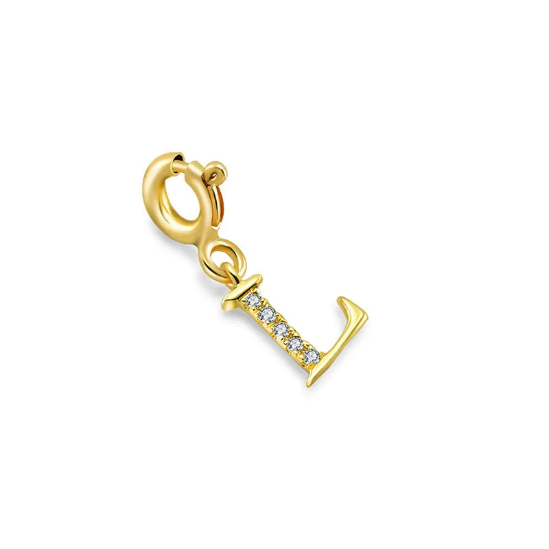 18k Gold Letter "L" Diamond Charms