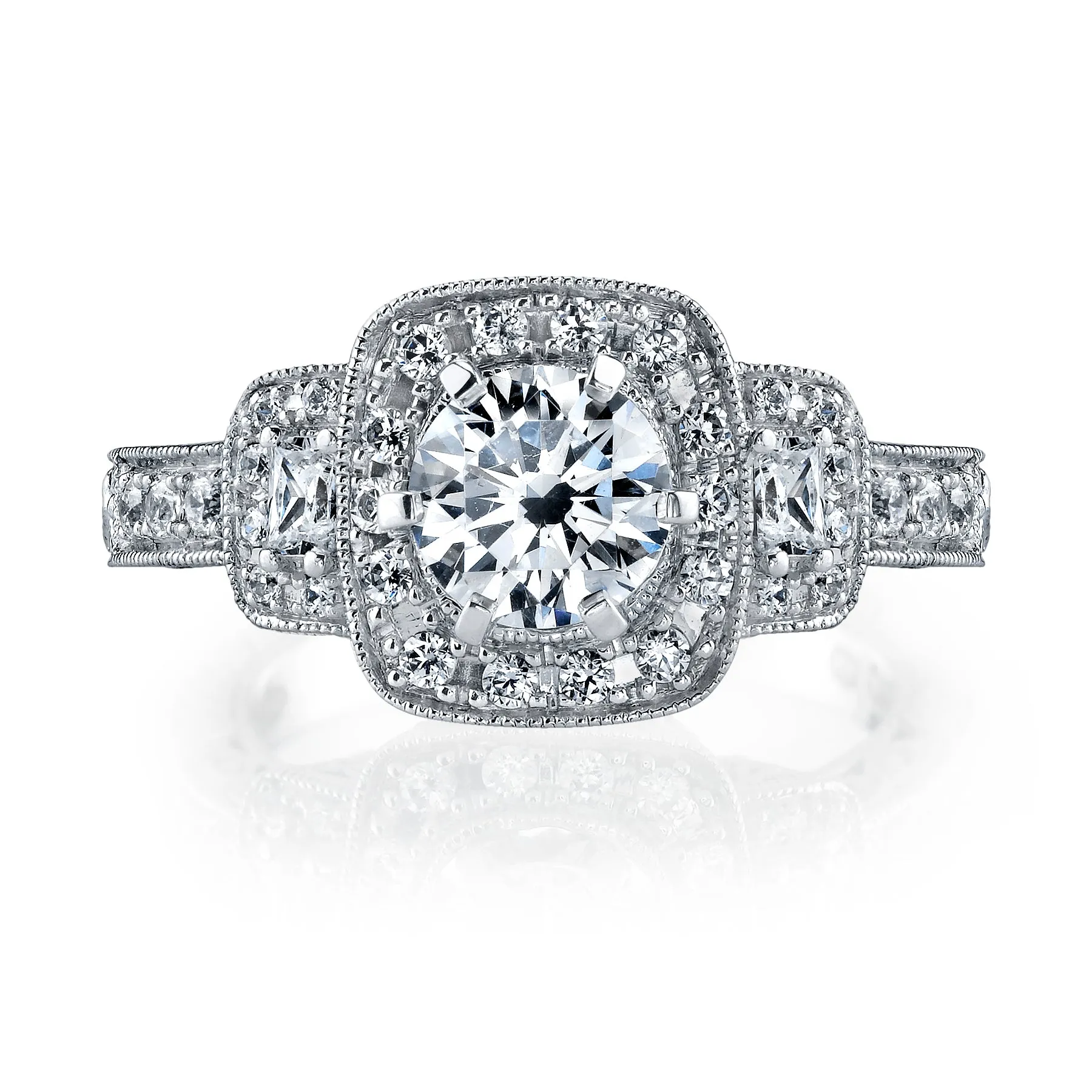 18K White Gold Halo Diamond Engagement Ring