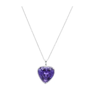 18kt White Gold Heart-Shaped Amethyst Pendant