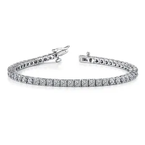 4 Carat Round 14K White Gold 4 Prong Diamond Tennis Bracelet (Classic Quality)