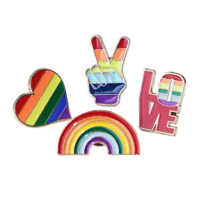 4Pcs Love Is Love Rainbow Flag Pride Brooch