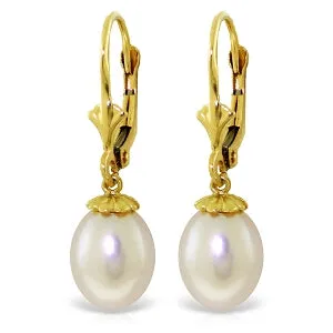 8 Carat 14K Solid Yellow Gold Deception Pearl Earrings