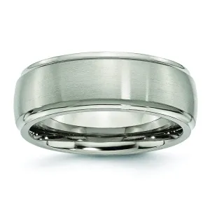 8mm Titanium Wedding Ring Step Edge Matte Finish