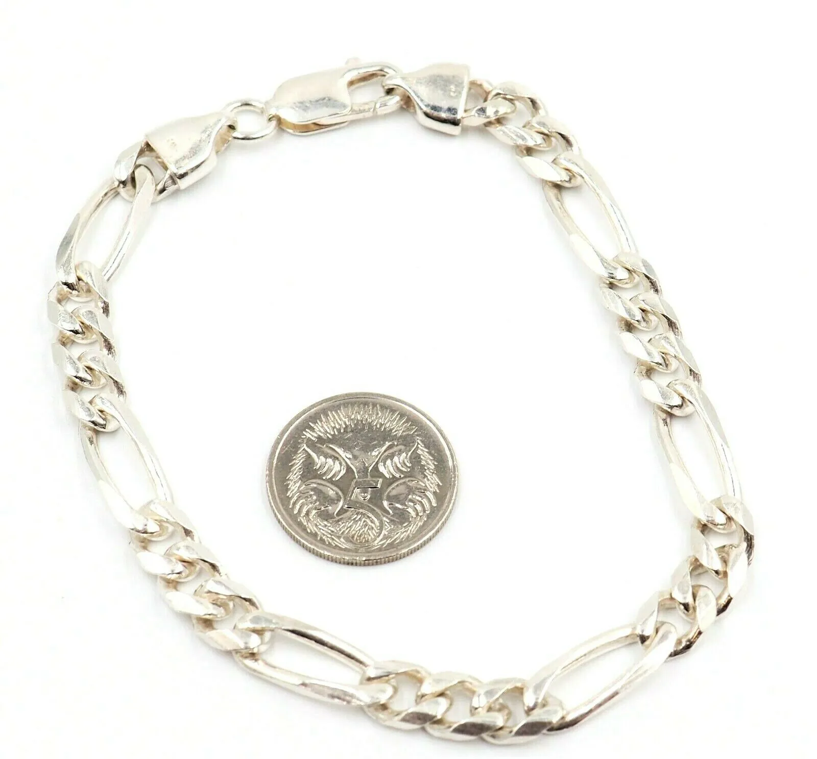 925 Sterling Silver Chain Bracelet with Figaro Chain