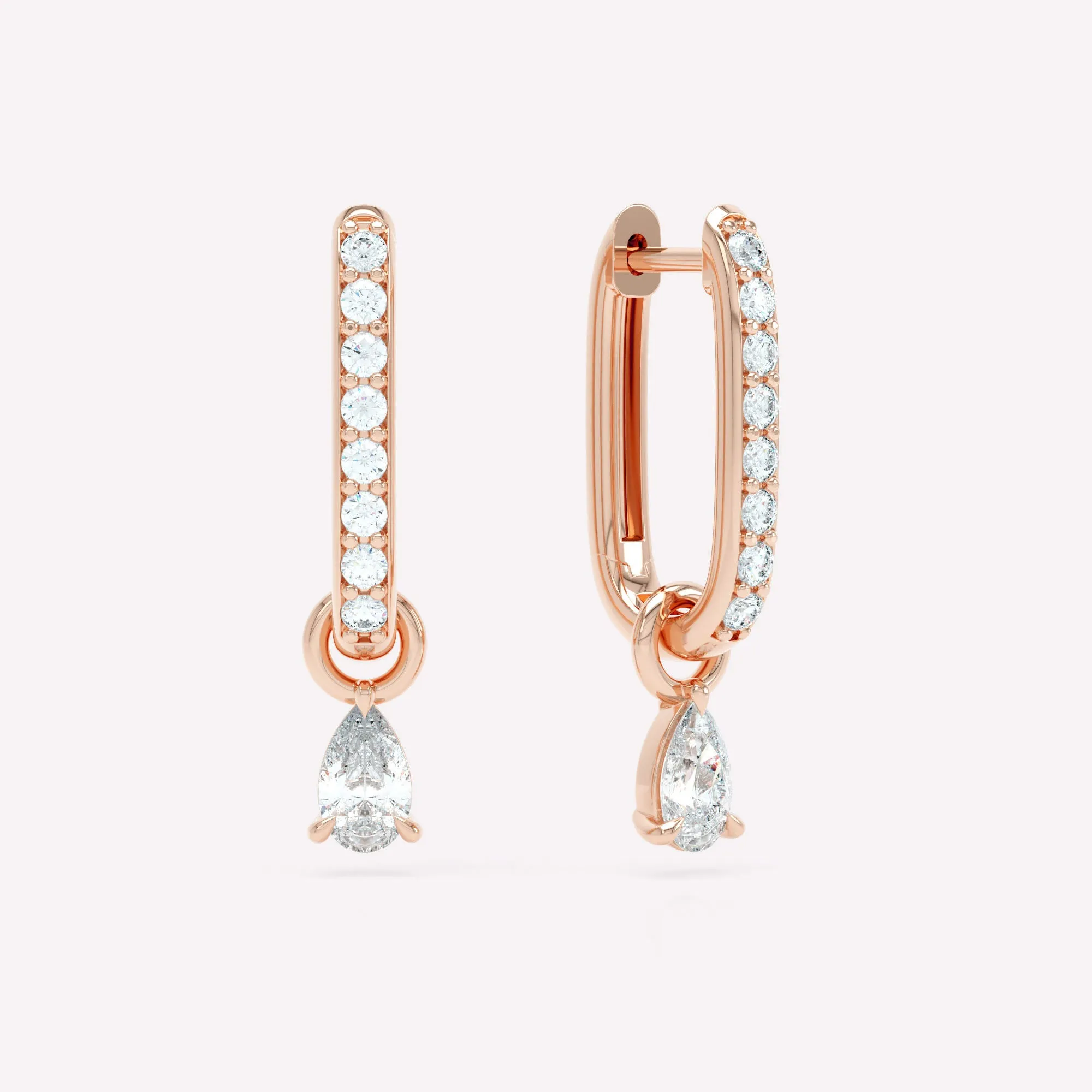 Allday 14K Rosegold Huggies w. Diamond Drops