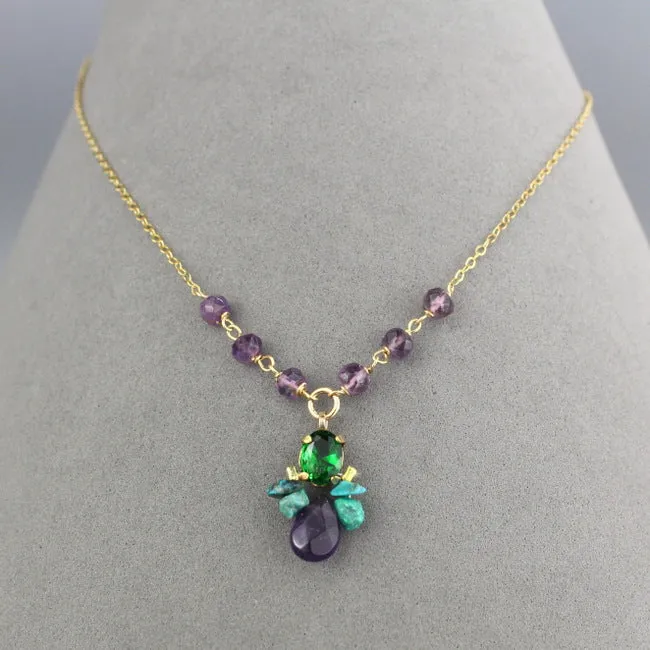 Amethyst Beaded Bee Necklace