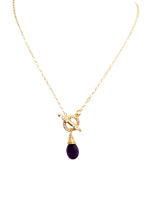 Amethyst Dainty Toggle CZ Necklace